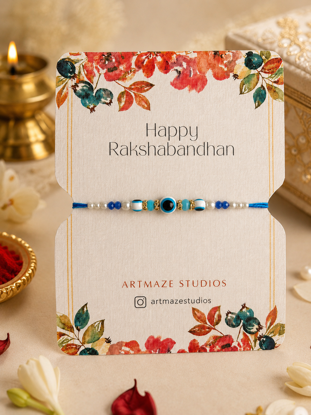 Blue Evil Eye Beaded Rakhi