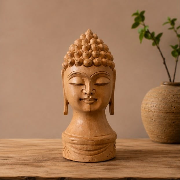 Handcrafted Wooden Buddha Statue - Meditation and Home Décor