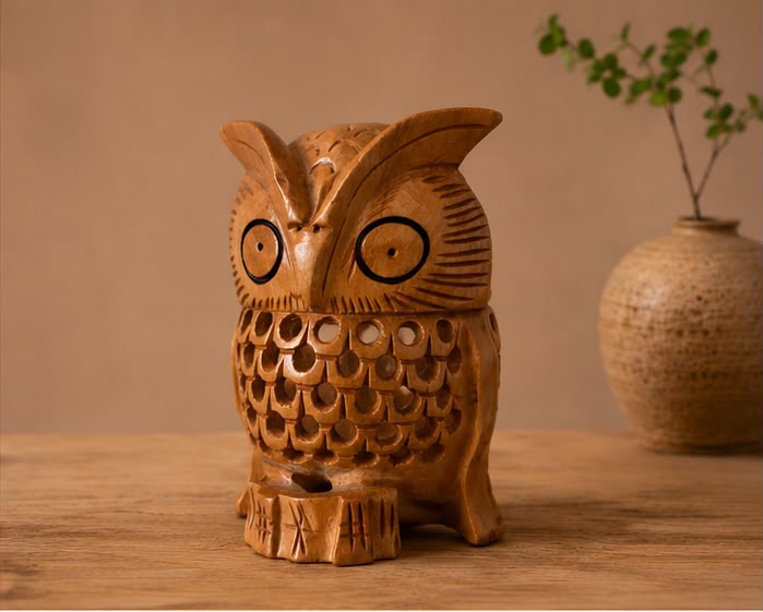 Guardian Owl – Handcrafted Wooden Owl Décor