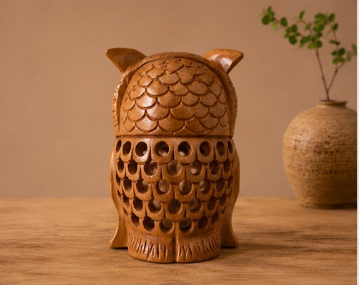 Guardian Owl – Handcrafted Wooden Owl Décor