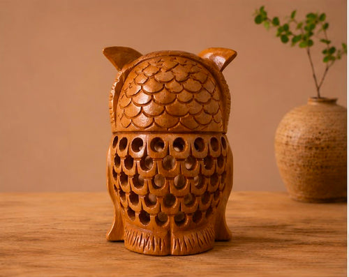 Guardian Owl – Handcrafted Wooden Owl Décor