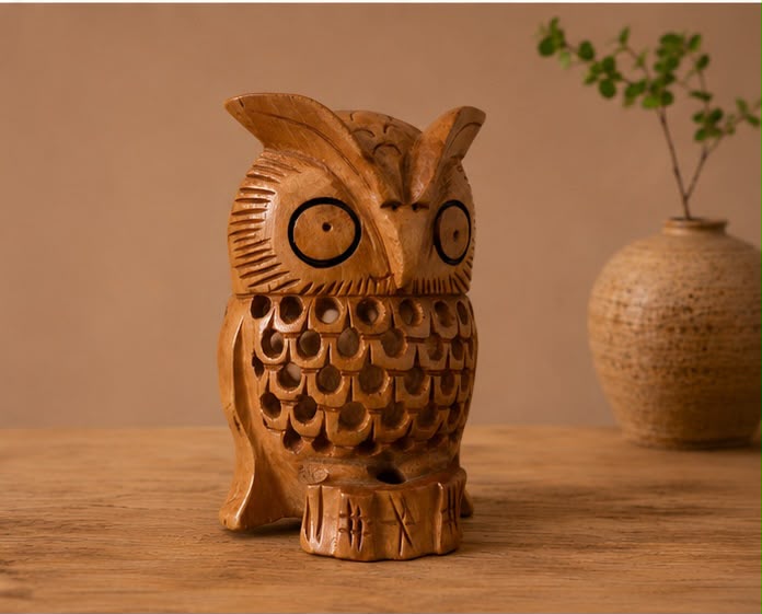 Guardian Owl – Handcrafted Wooden Owl Décor