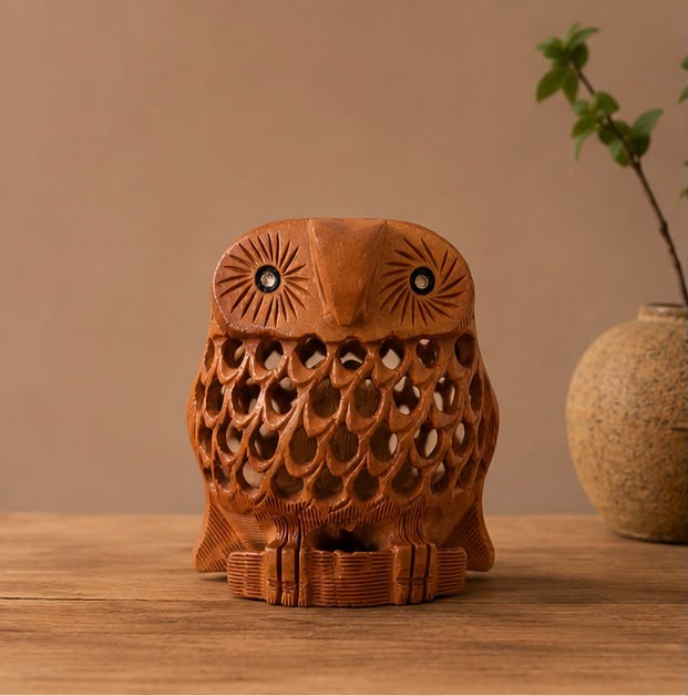 Wise Owl – Handcrafted Wooden Owl Décor