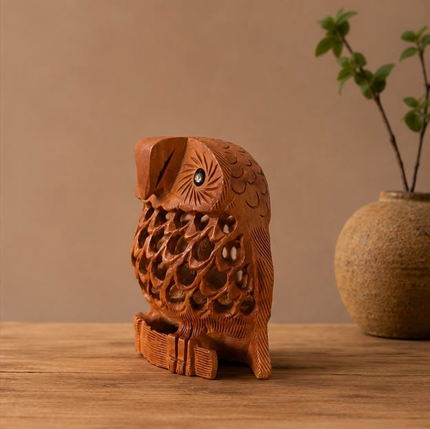 Wise Owl – Handcrafted Wooden Owl Décor