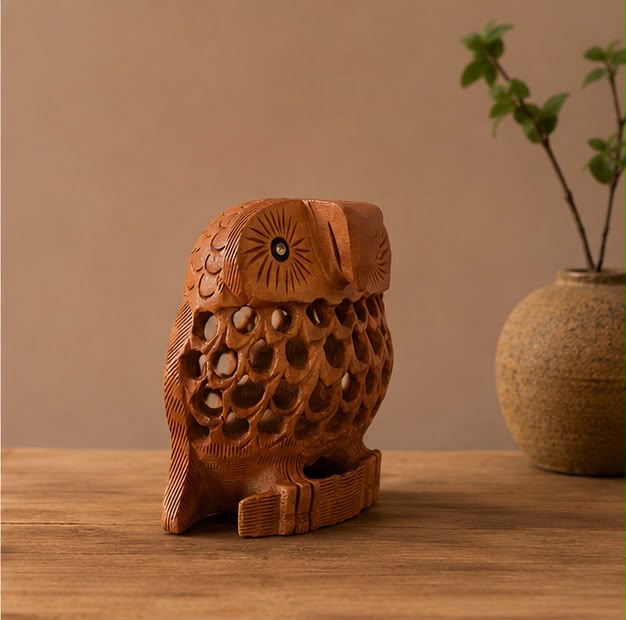 Wise Owl – Handcrafted Wooden Owl Décor