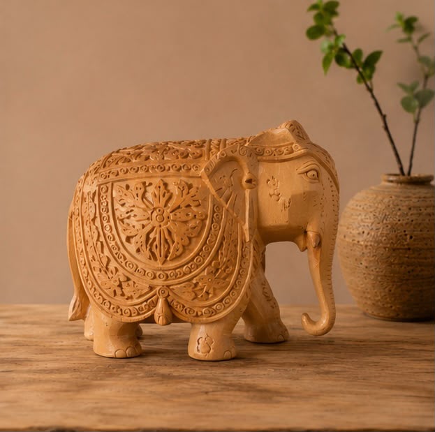 Royal Elephant – Handcrafted Wooden Elephant Décor