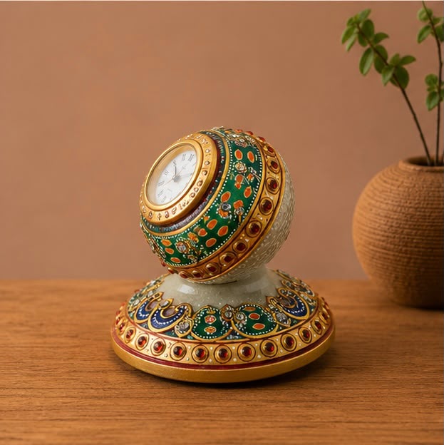 Rajwada Marble Clock – Handcrafted Marble Timepiece