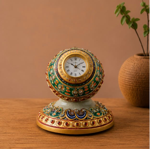 Rajwada Marble Clock – Handcrafted Marble Timepiece