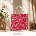 Crimson Wave Jute Tote Bag