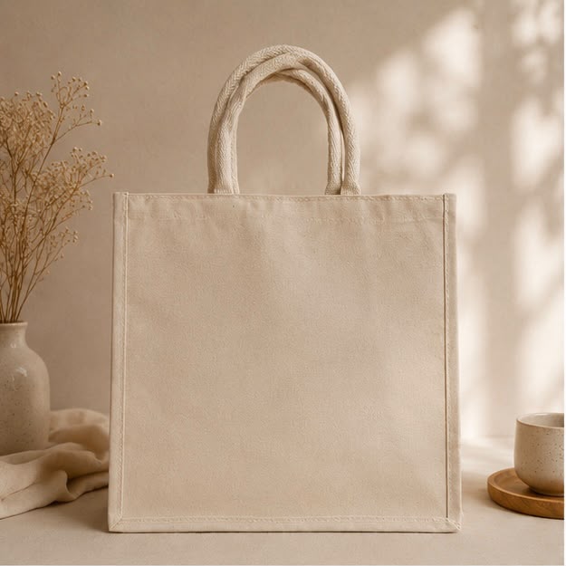Verdant Wave Jute Tote Bag