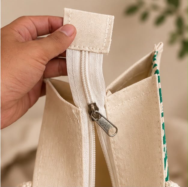 Verdant Wave Jute Tote Bag