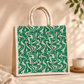 Verdant Wave Jute Tote Bag